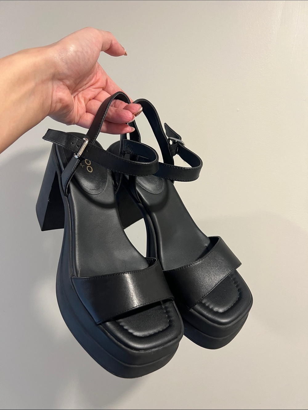 Aldo “Love Planet” Black Platform Strappy Sandals - Minimal Womens Summer Shoe